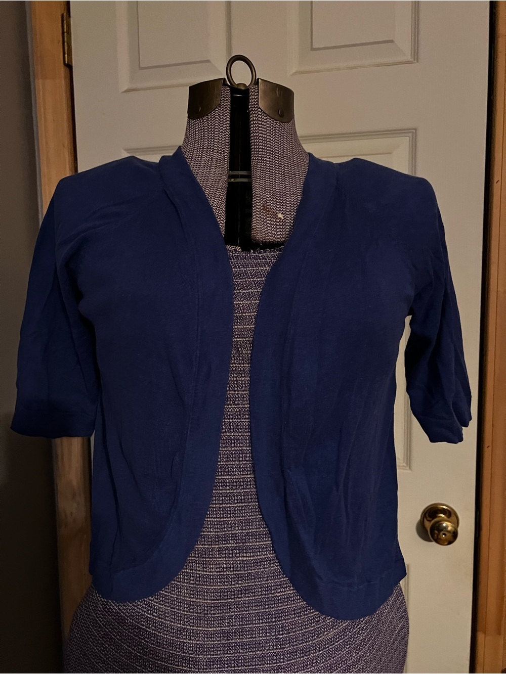 Talbots open front shrug, cardigan, royal blue, size medium
